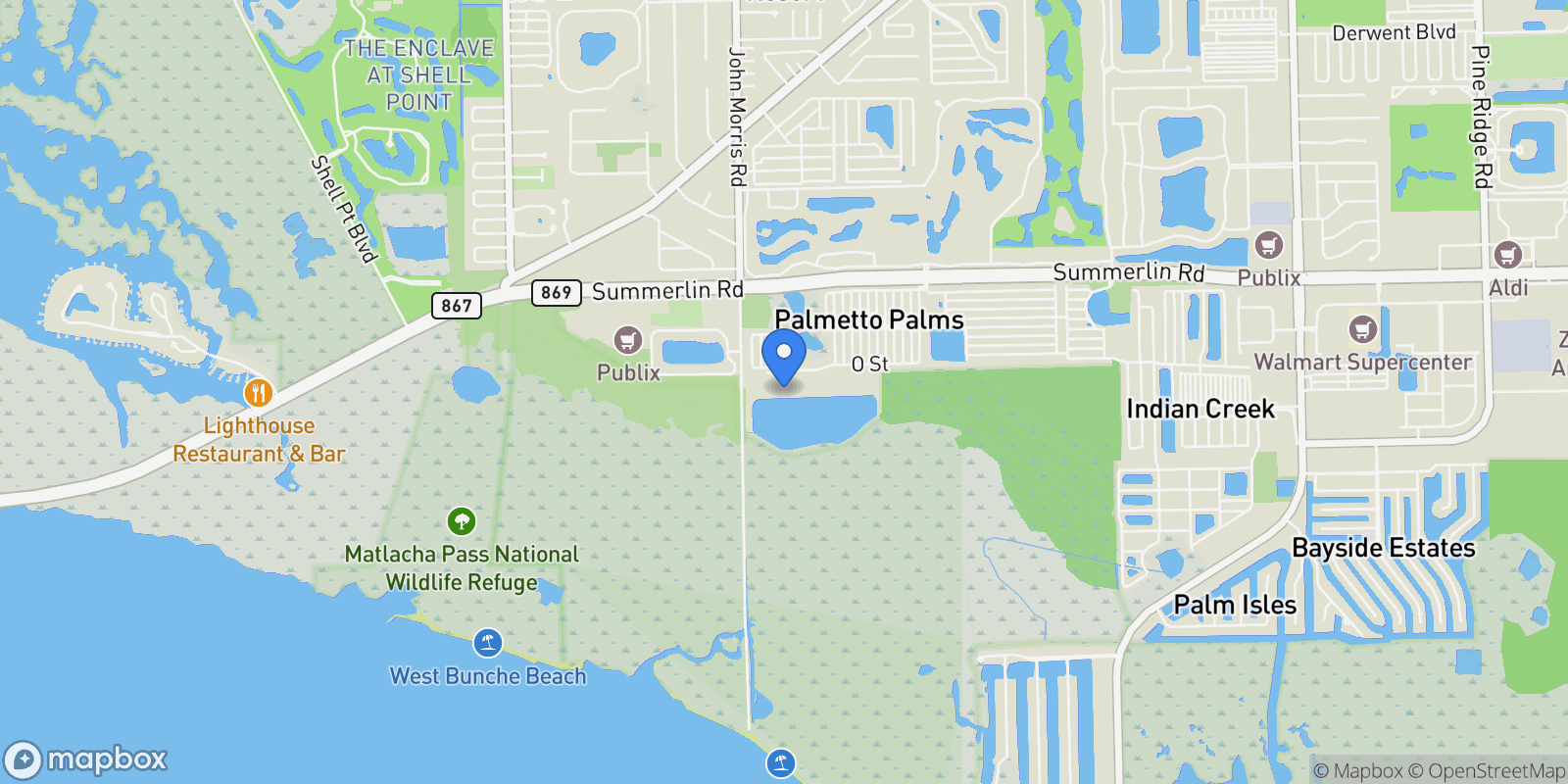 Map showing 12701 Mastique Beach Boulevard, Fort Myers, Florida, United States.