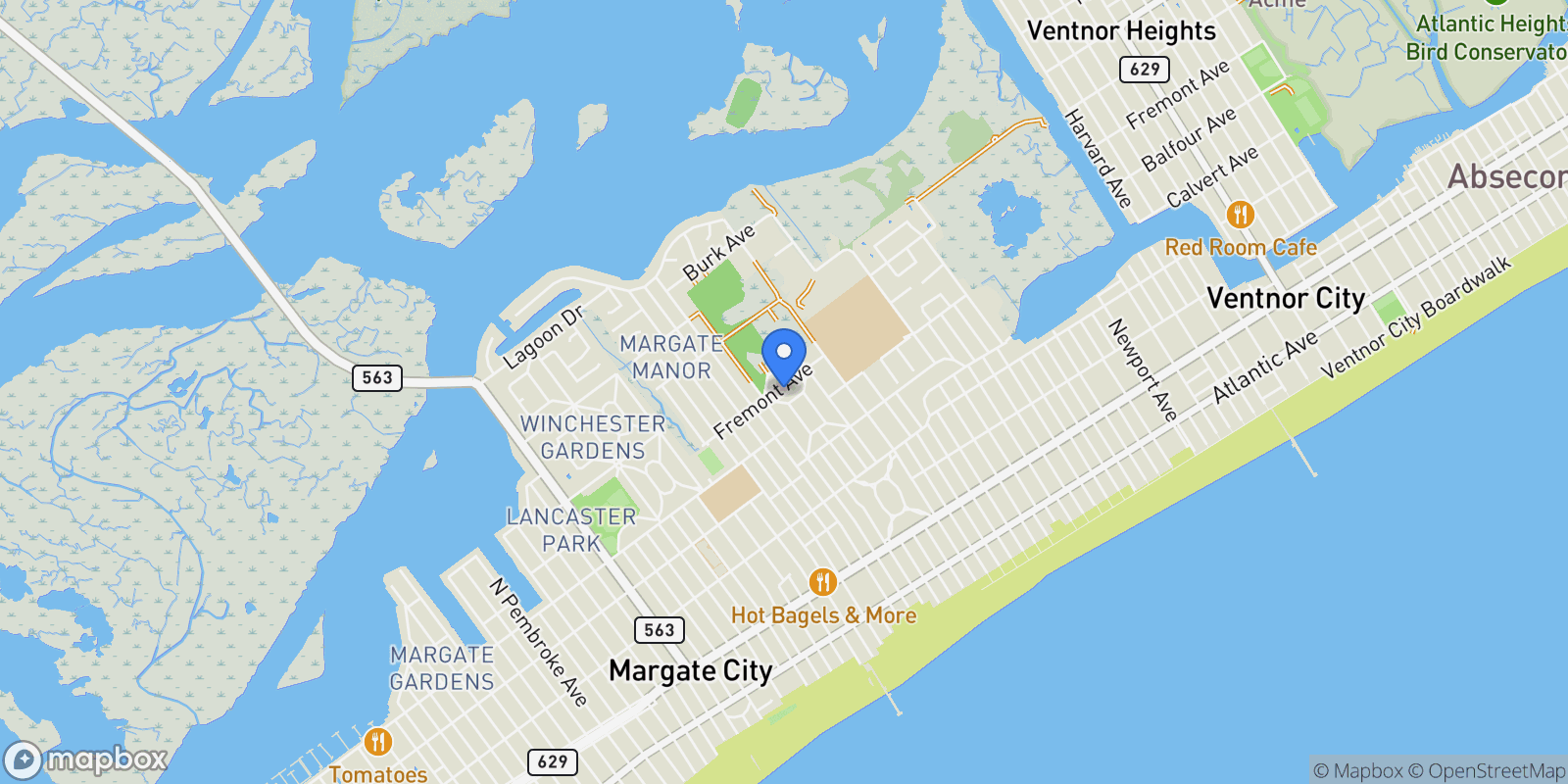 Map showing 7510 Fremont Ave, Margate City, NJ 08402, Margate City, New Jersey, United States.