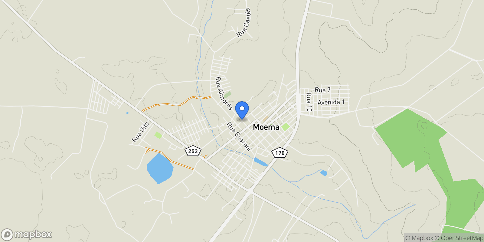 Map showing Moema, State of Minas Gerais, Brazil.