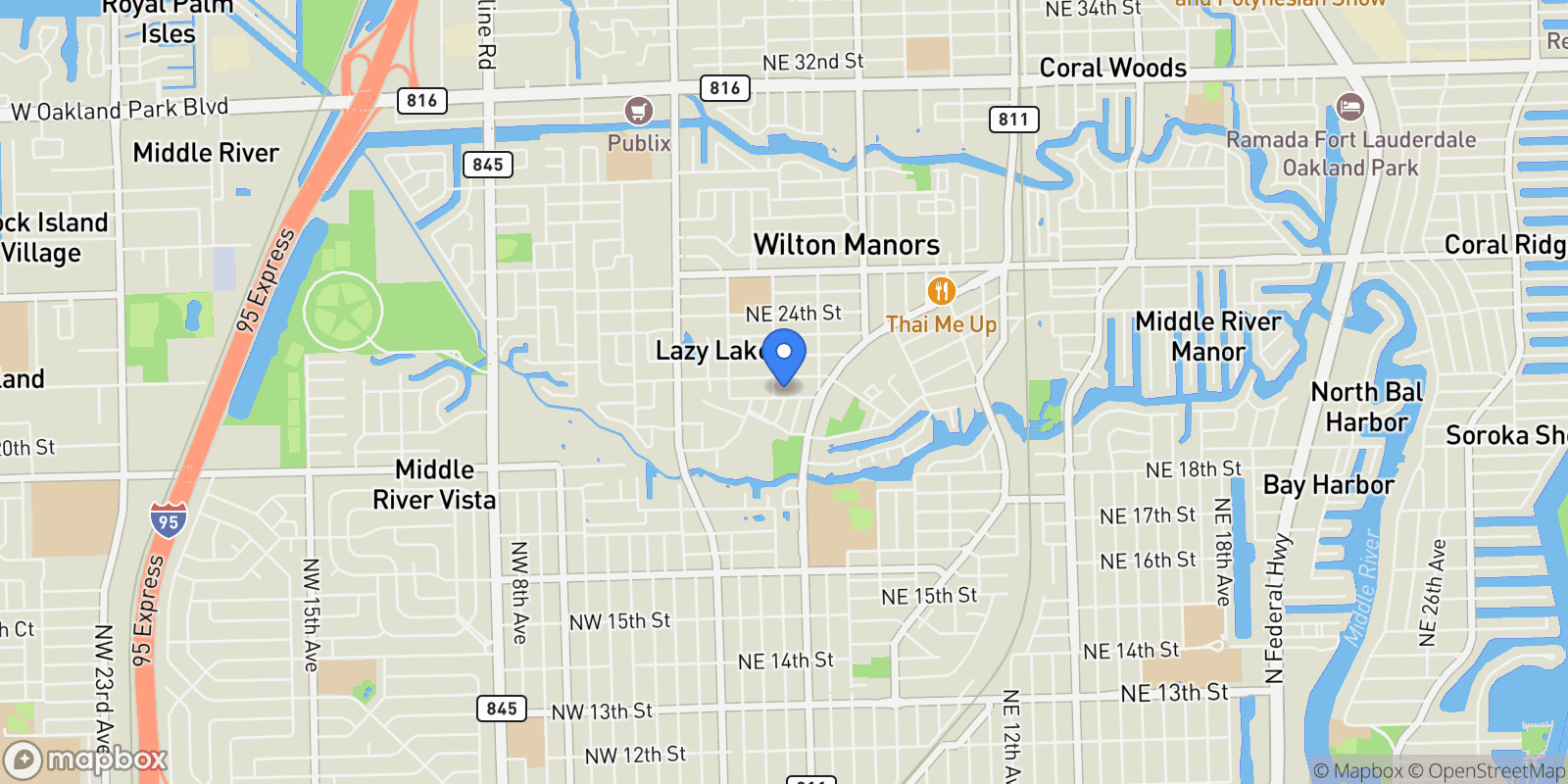 Map showing 317 NE 21st Street, Wilton Manors, Florida, United States.