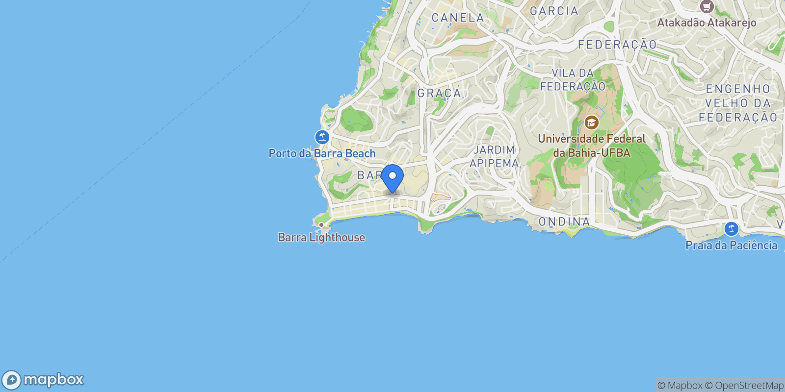 Map showing Barra, State of Bahia, Brazil.