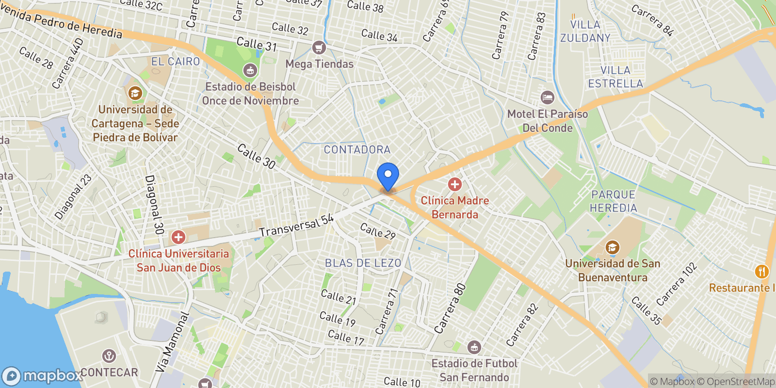 Map showing Cartagena, Cartagena, Cartagena, Sucre, Colombia.