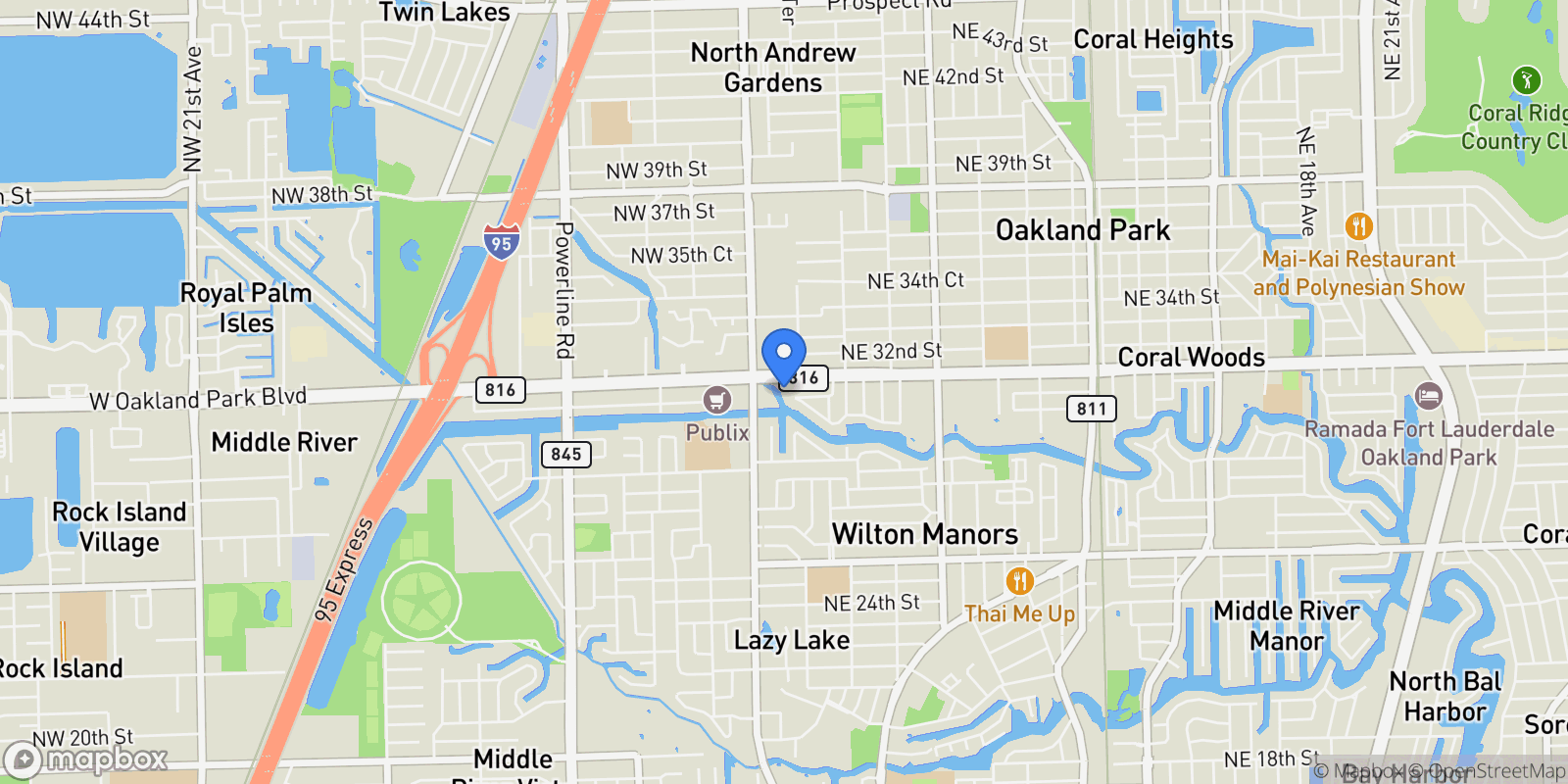 Map showing 50 NE 30th Ct, Oakland Park, Florida, United States.