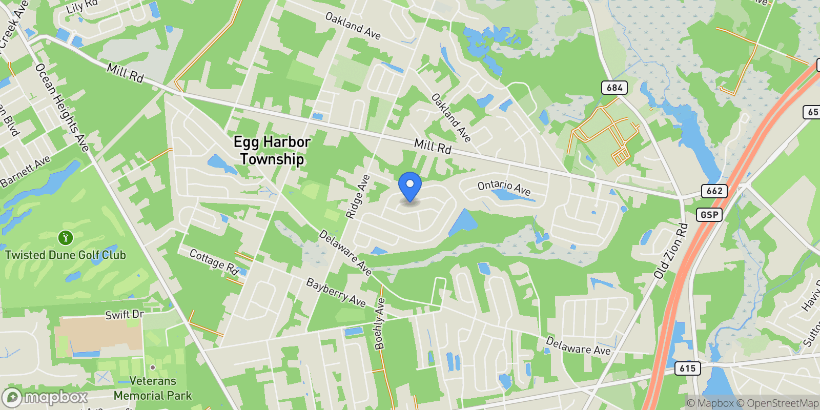 Map showing 206 Surf Road , Egg Harbor Township, NJ 08234, Egg Harbor Township, New Jersey, United States.