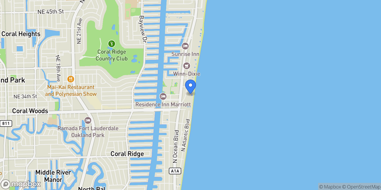 Map showing 3410 Galt Ocean 802 N, Fort Lauderdale, Florida, United States.