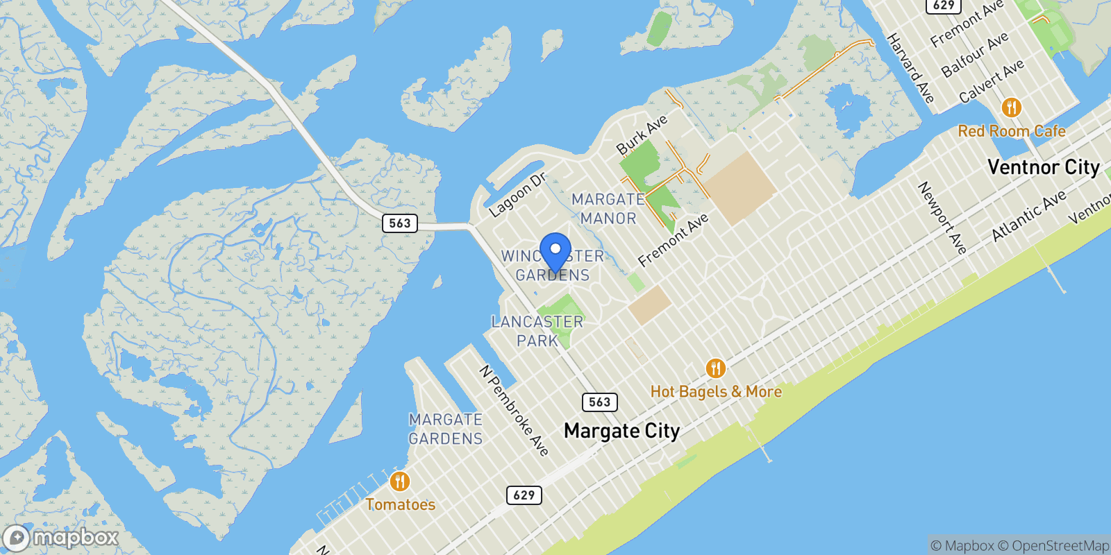 Map showing 1 Seaside Court , Margate City, NJ 08402, Margate City, New Jersey, United States.
