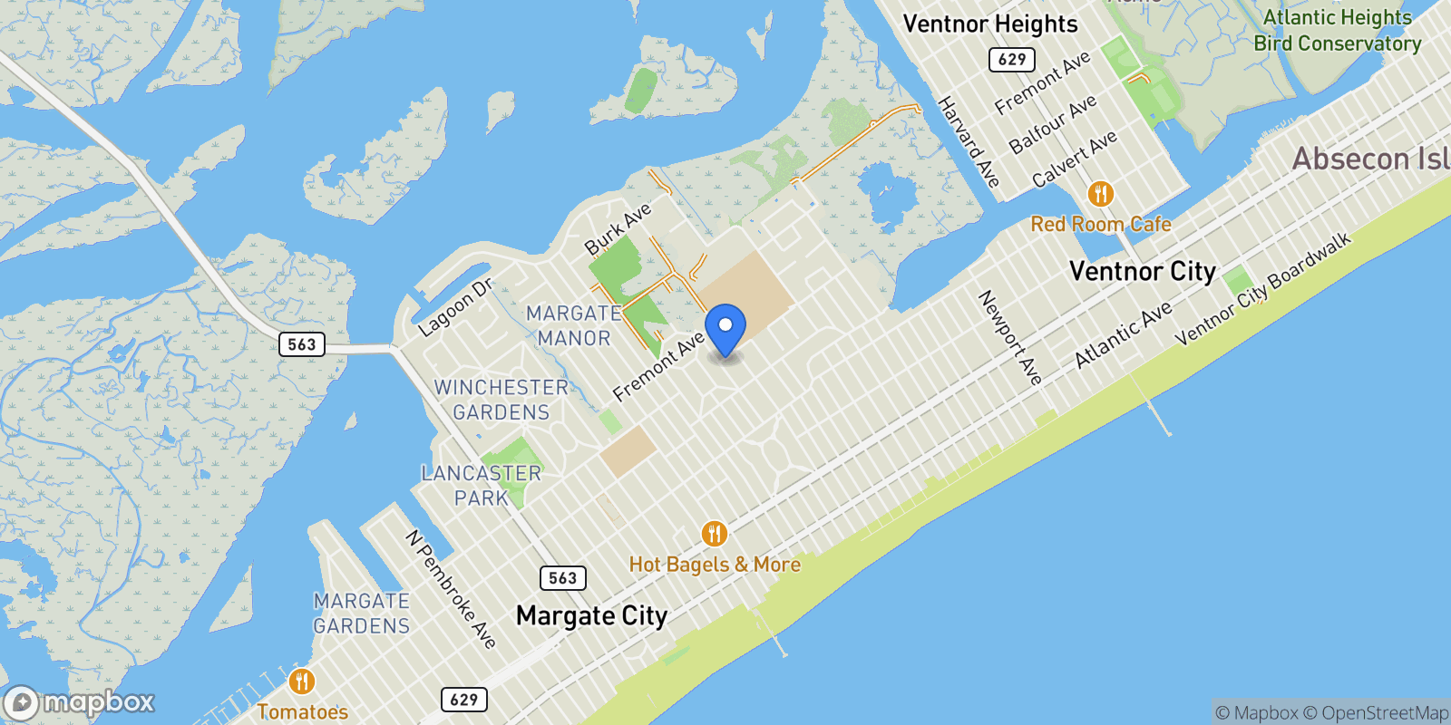 Map showing 217 North Argyle Avenue , Margate City, NJ 08402, Margate City, New Jersey, United States.