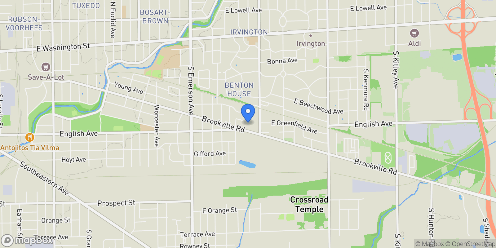 Map showing 5436 Brookville Road, Indianapolis, IN 46219, Indianapolis, Indiana, United States.