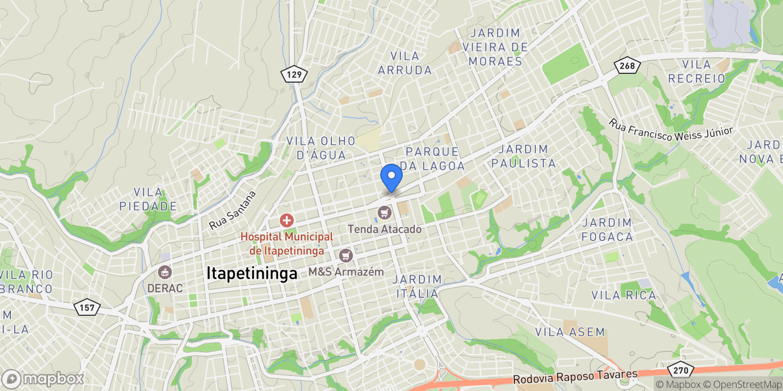 Map showing Itapetininga, State of São Paulo, Brazil.