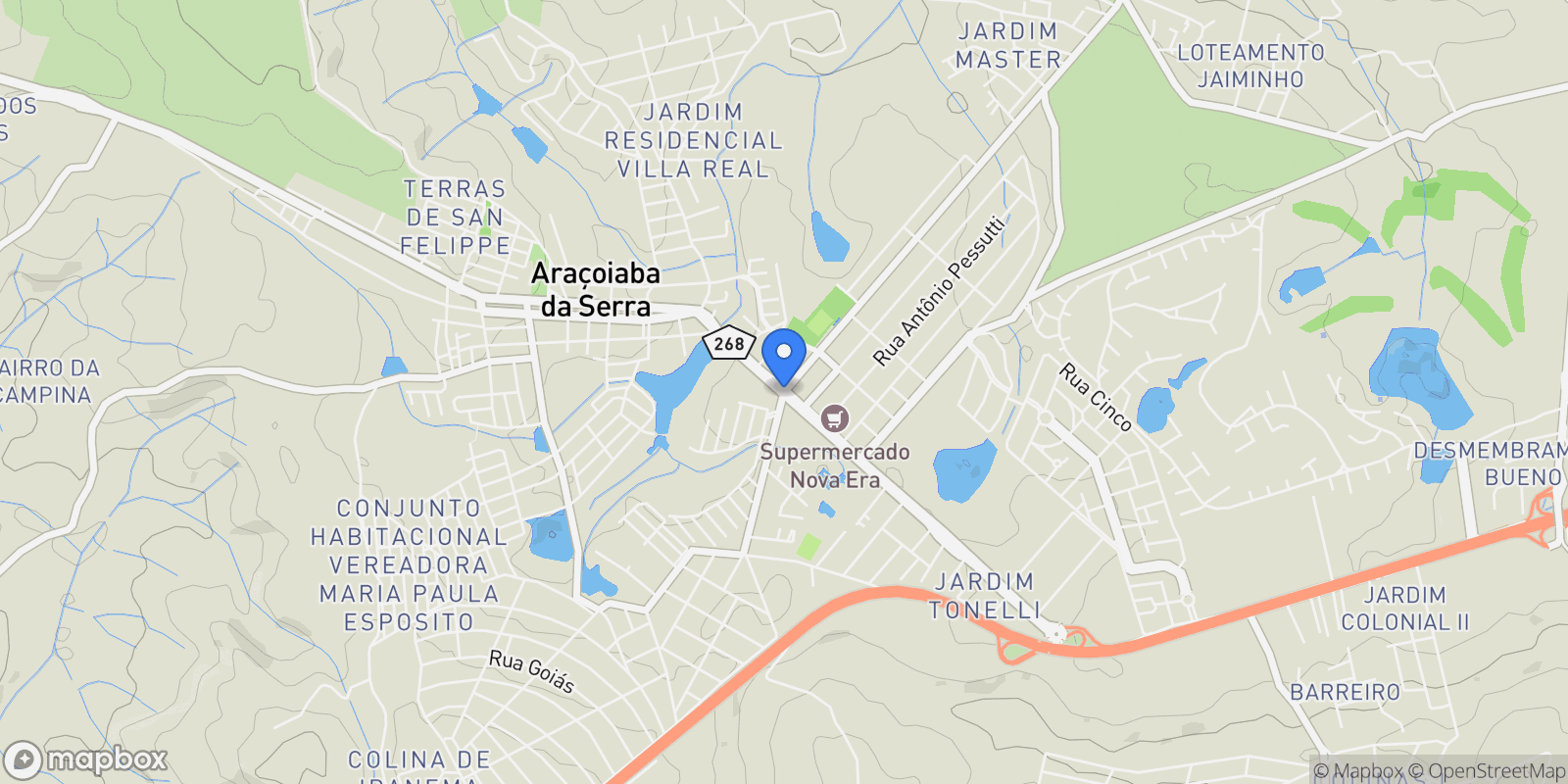Map showing Araçoiaba da Serra, State of São Paulo, Brazil.