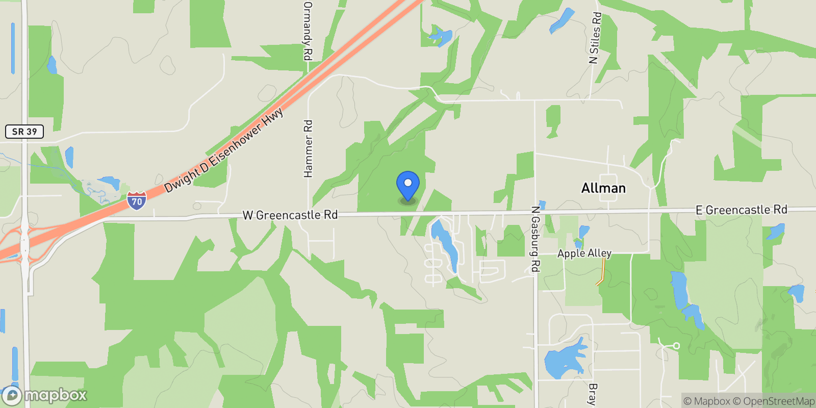 Map showing 1104 W Greencastle Road, Mooresville, IN 46158, Mooresville, Indiana, United States.