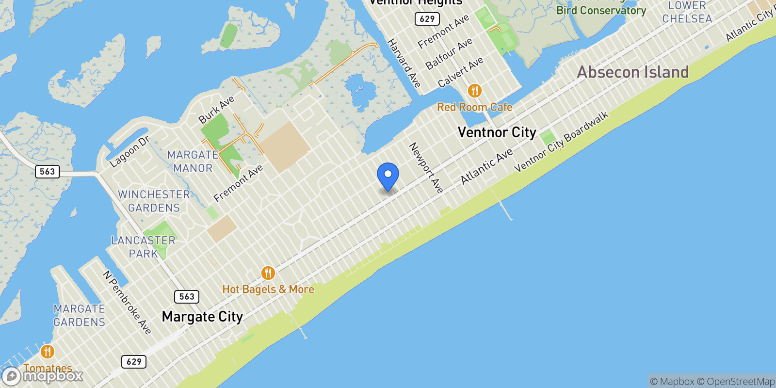 Map showing 3 North Wissahickon Avenue , Ventnor City, NJ 08406, Ventnor City, New Jersey, United States.