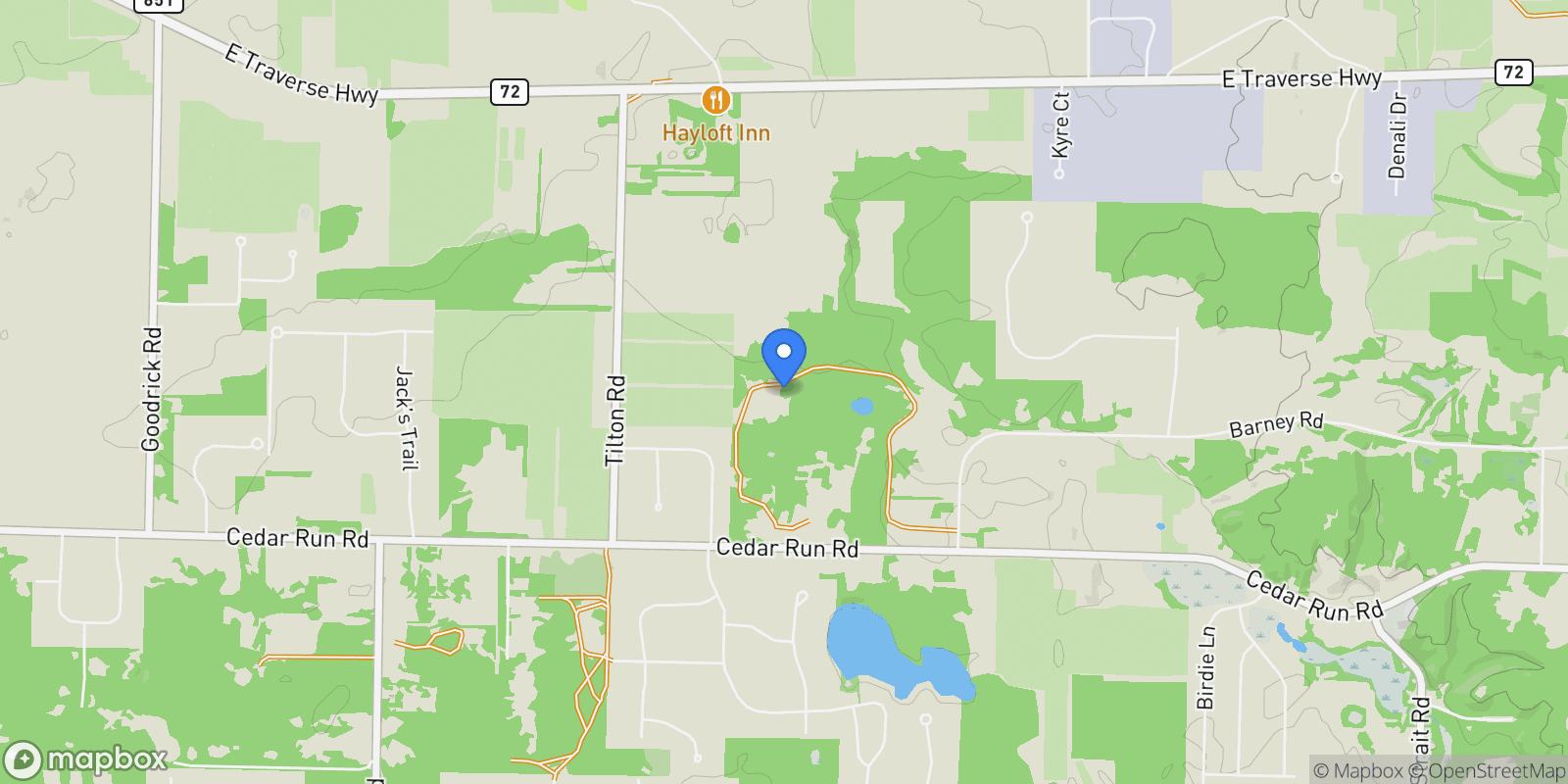 Map showing 8616 Cedar Run Road, Traverse City, MI 49684, Traverse City, Michigan, United States.