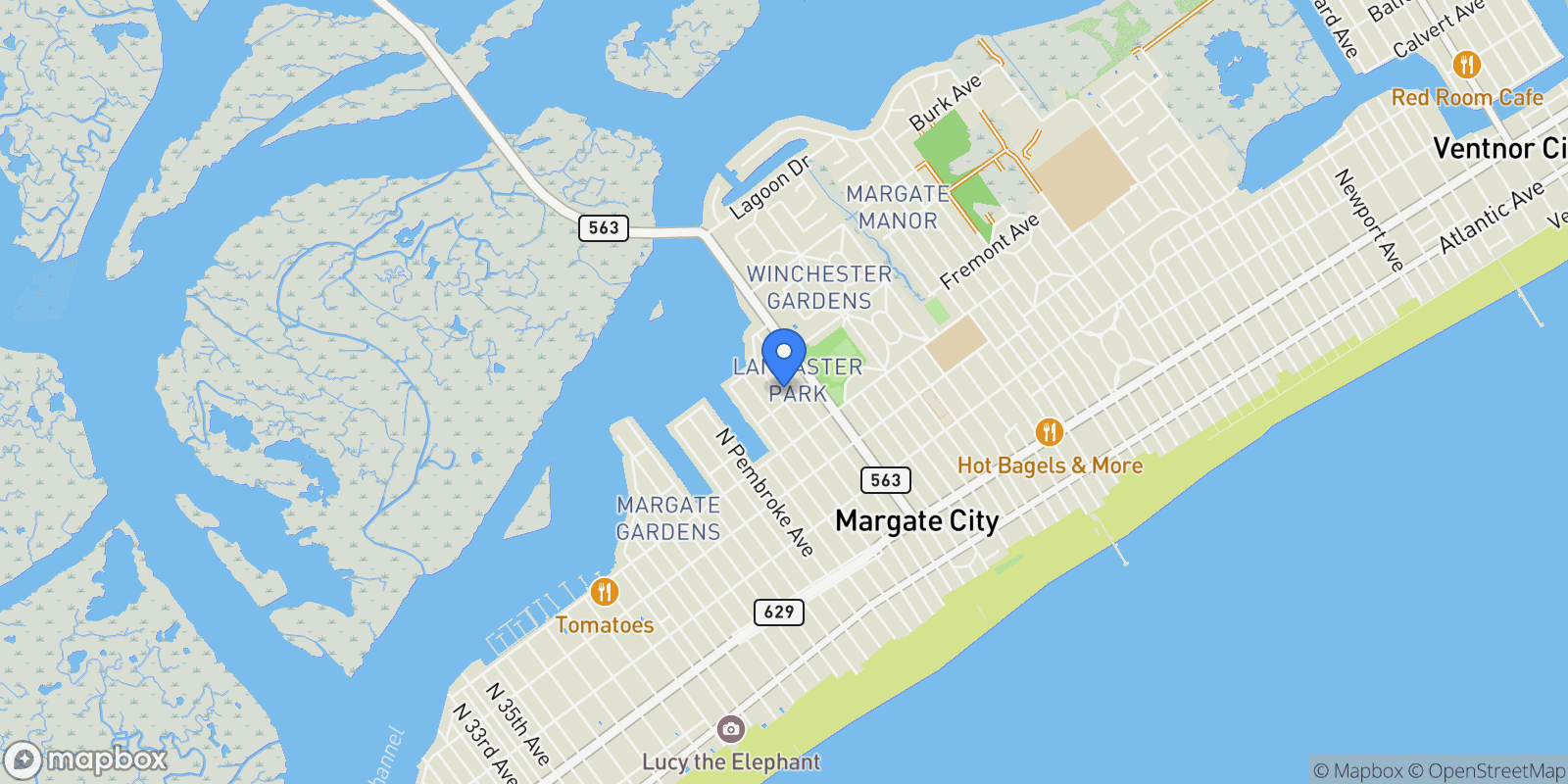 Map showing 403 North Lancaster Avenue , Margate City, NJ 08402, Margate City, New Jersey, United States.