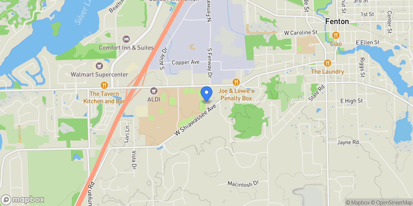 Map showing 69 Preserve Drive, Fenton, MI 48430, Fenton, Michigan, United States.