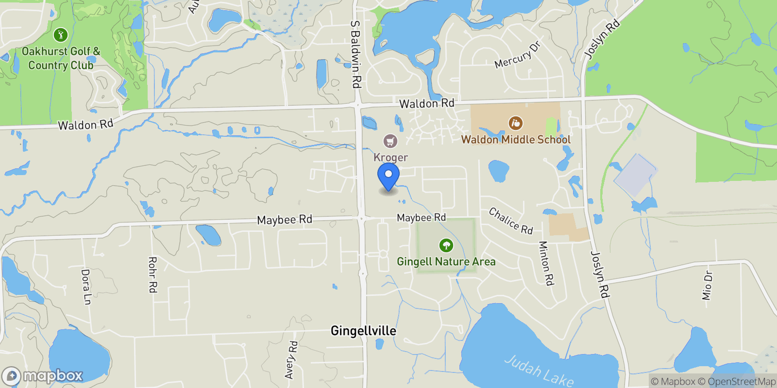 Map showing 3395 S. Baldwin Road, Orion Twp, MI 48359, Orion charter Township, Michigan, United States.