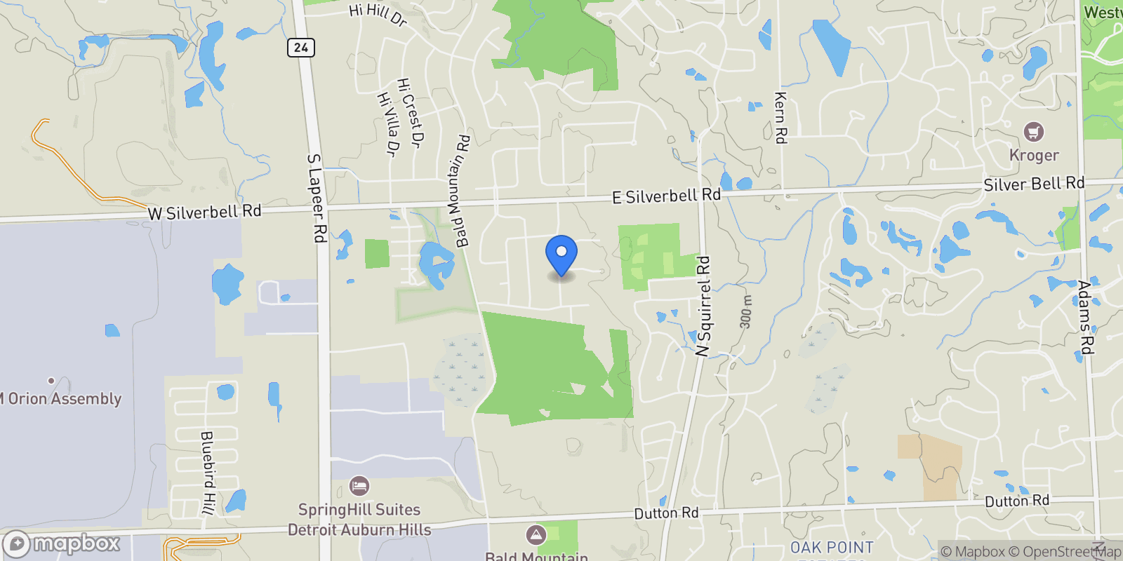 Map showing 4136 Oakland Ridge Drive, LakeOrion, MI 48359, Pontiac, Michigan, United States.