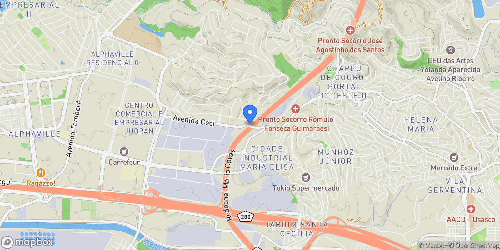 Map showing Barueri, State of São Paulo, Brazil.