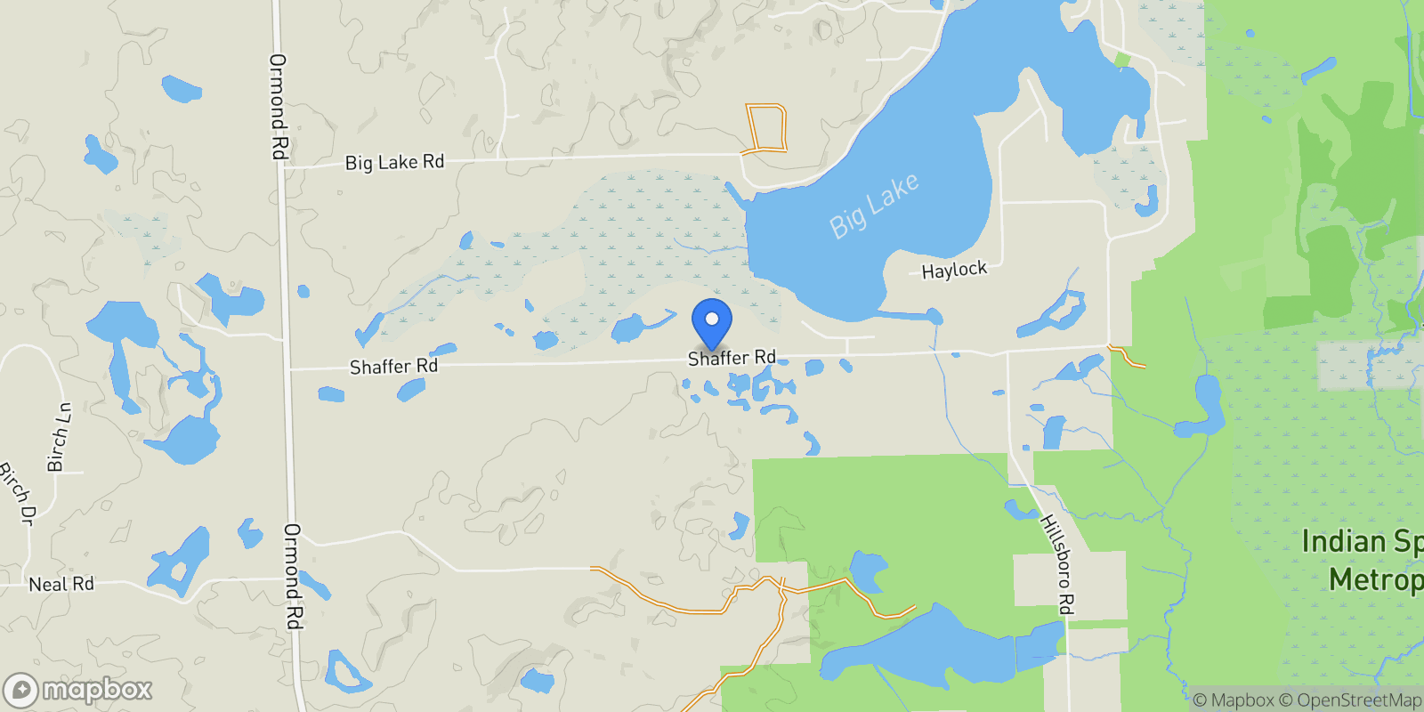 Map showing 12120 SHAFFER RD , Davisburg, MI 48350, SPRINGFLD Township, Michigan, United States.