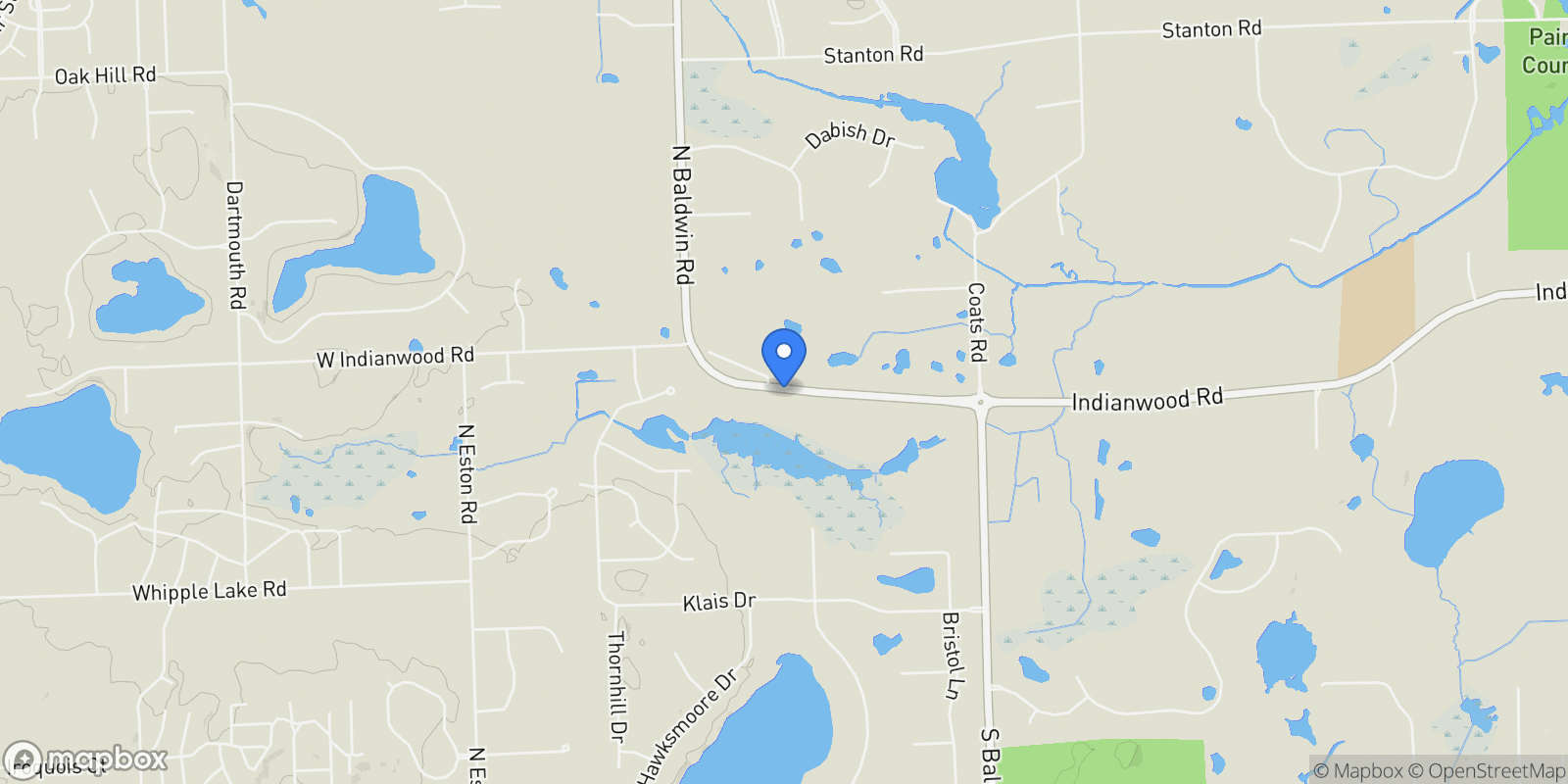 Map showing 291 N Baldwin Road, Clarkston, MI 48348, Clarkston, Michigan, United States.