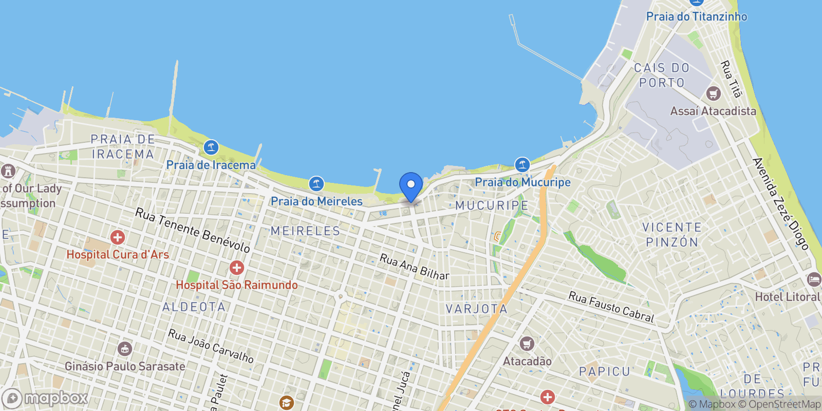 Map showing Meireles, State of Ceará, Brazil.