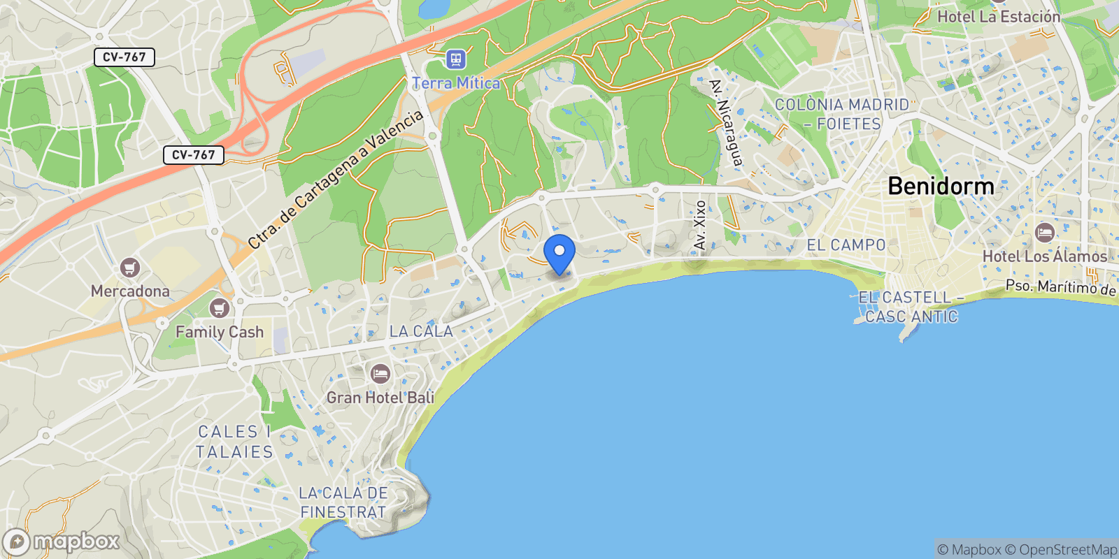 Map showing 03502 Benidorm, Alicante, Spain, Benidorm, Valencian Community, Spain.