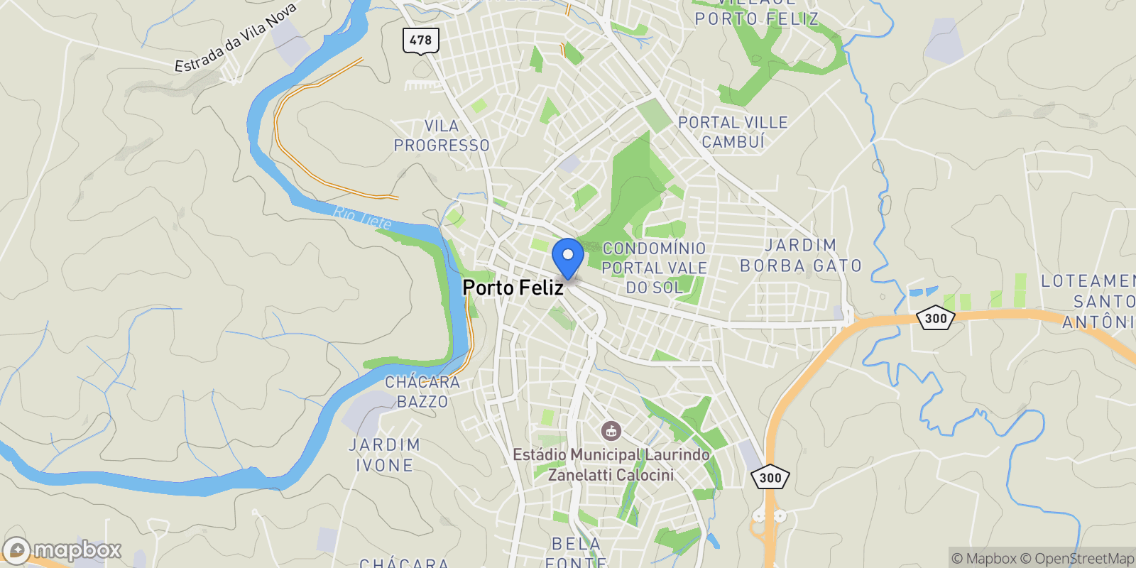Map showing Porto Feliz, State of São Paulo, Brazil.