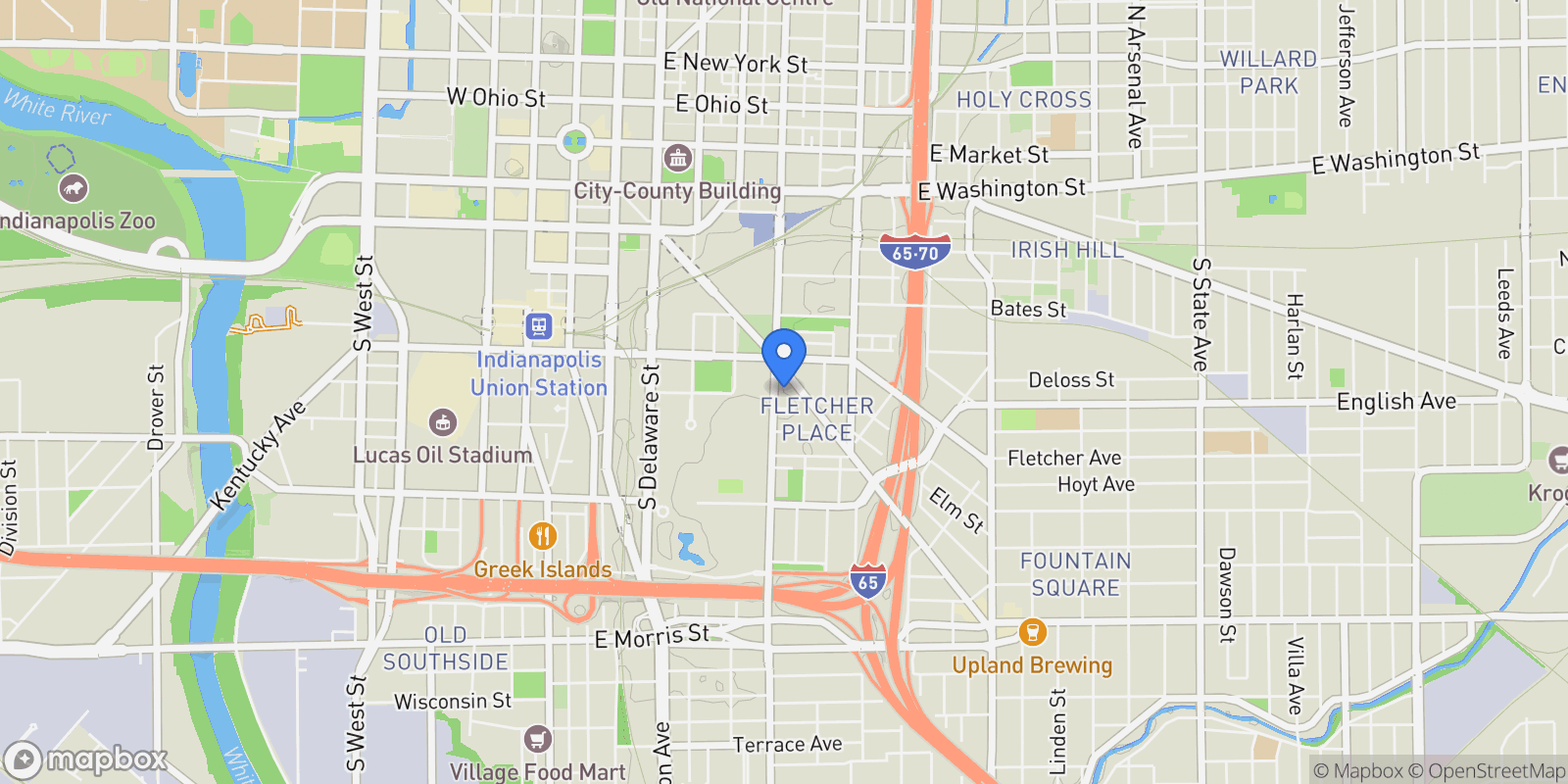 Map showing 435 Virginia Avenue #101, Indianapolis, IN 46203, Indianapolis, Indiana, United States.