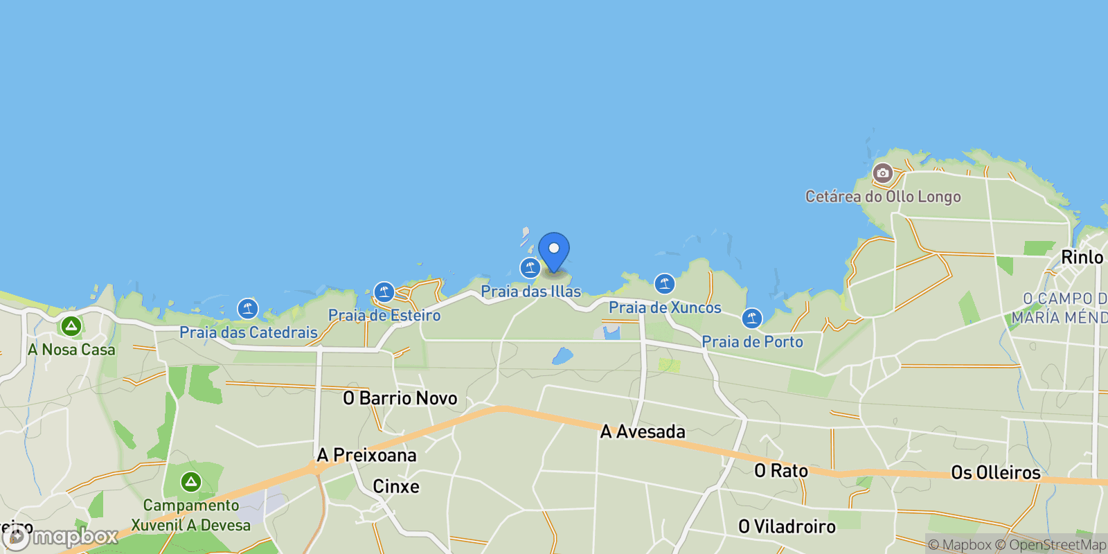 Map showing Ribadeo, Lugo, Ribadeo, A Devesa, Ribadeo, Spain.