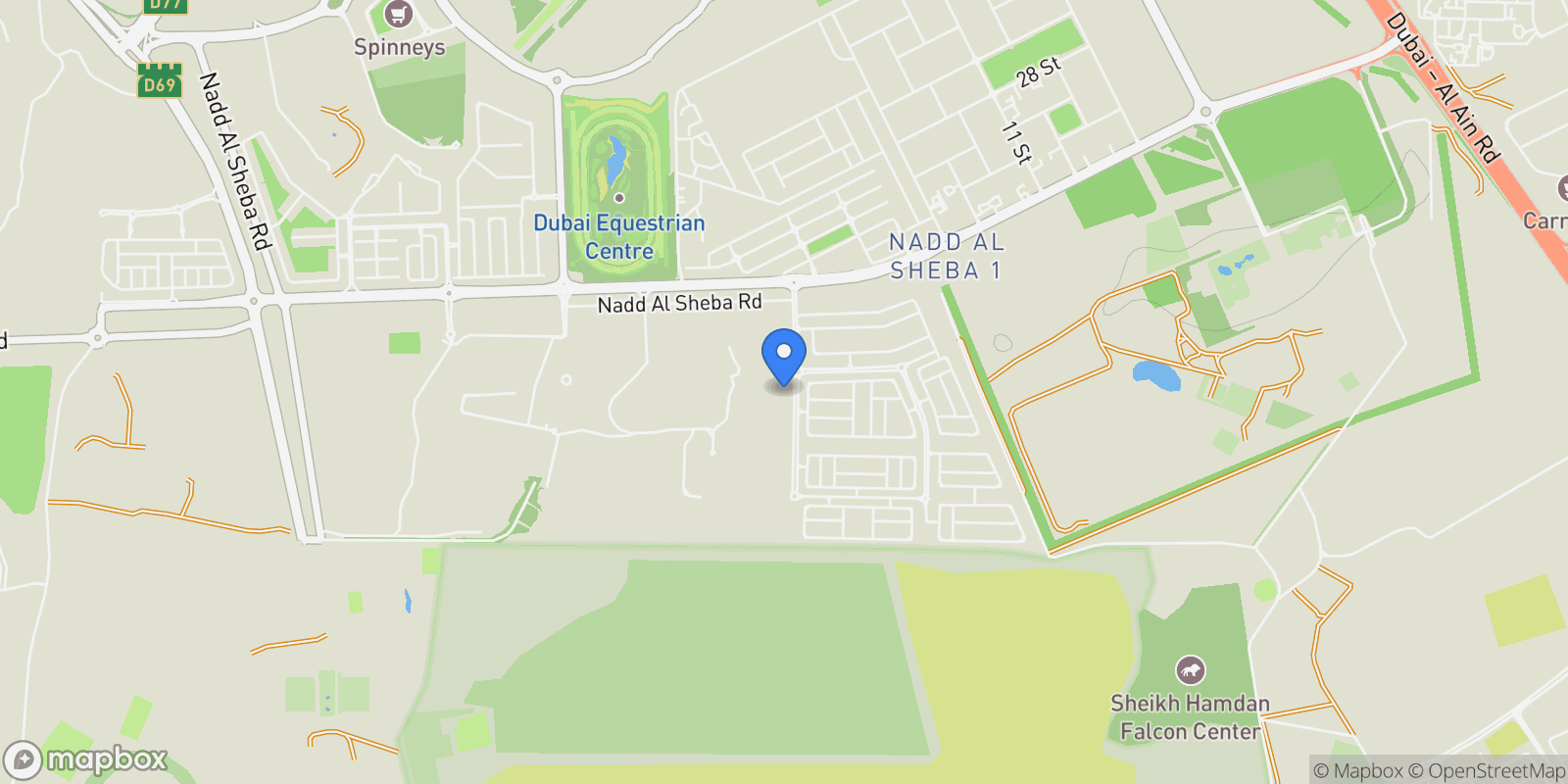 Map showing Nad Al Sheba Gardens, Dubai, UNITED ARAB EMIRATES, Dubai, Dubai, United Arab Emirates.