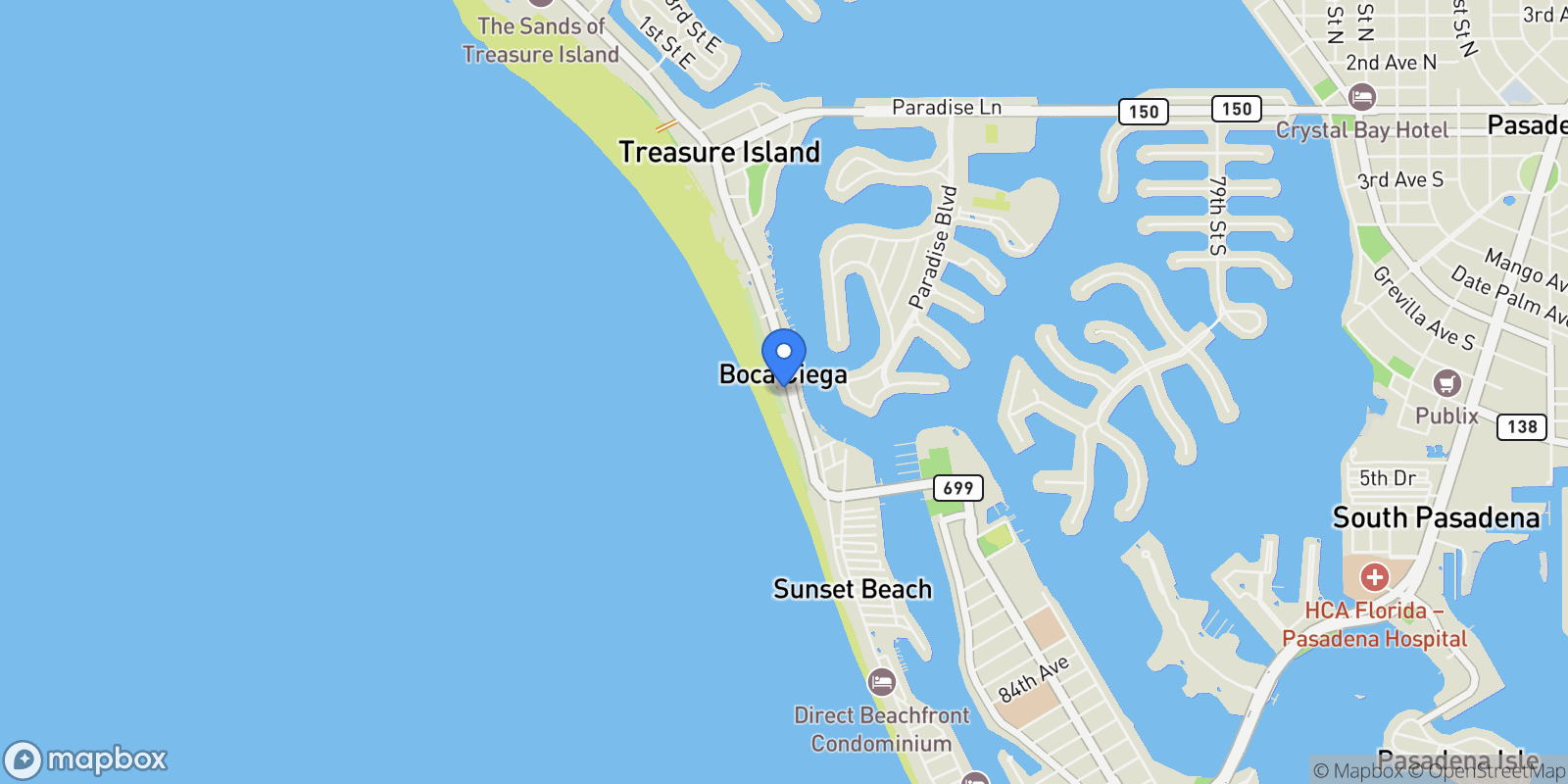 Map showing 10048 Gulf Boulevard, Treasure Island, FL 33706, St. Pete Beach, Florida, United States.