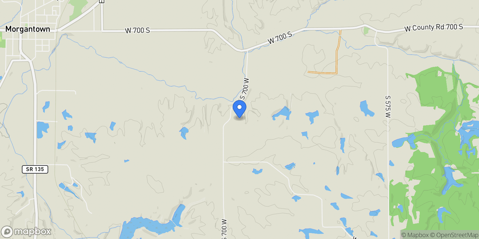 Map showing 7601 S 700 W, Morgantown, IN 46160, Morgantown, Indiana, United States.