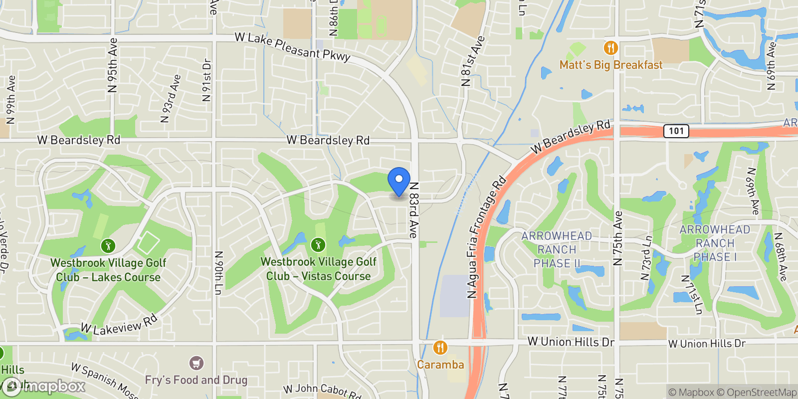 Map showing 8317 W Tonto Lane , Peoria, AZ 85382, Peoria, Arizona, United States.