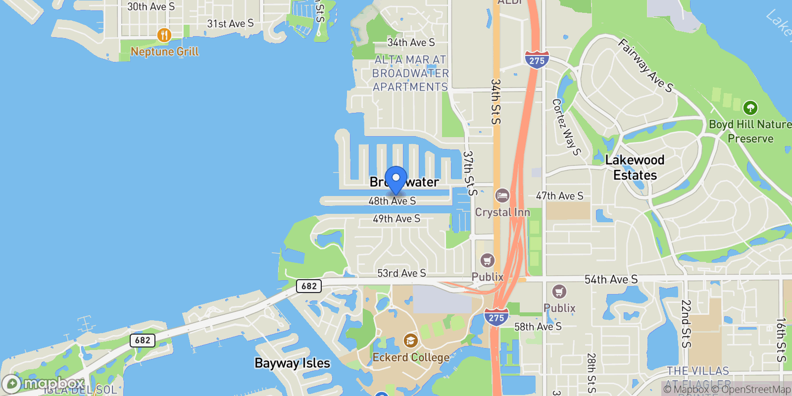 Map showing 4001 48th Avenue S, St Petersburg, FL 33711, St. Petersburg, Florida, United States.
