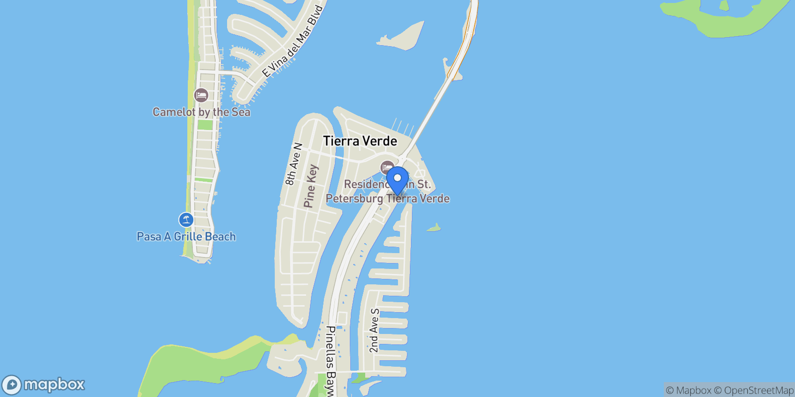 Map showing 363 Pinellas Bayway S , 54, Tierra Verde, FL 33715, St. Petersburg, Florida, United States.