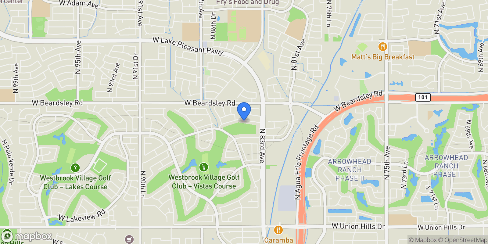 Map showing 8423 W Behrend Dr , Peoria, AZ 85382, Peoria, Arizona, United States.