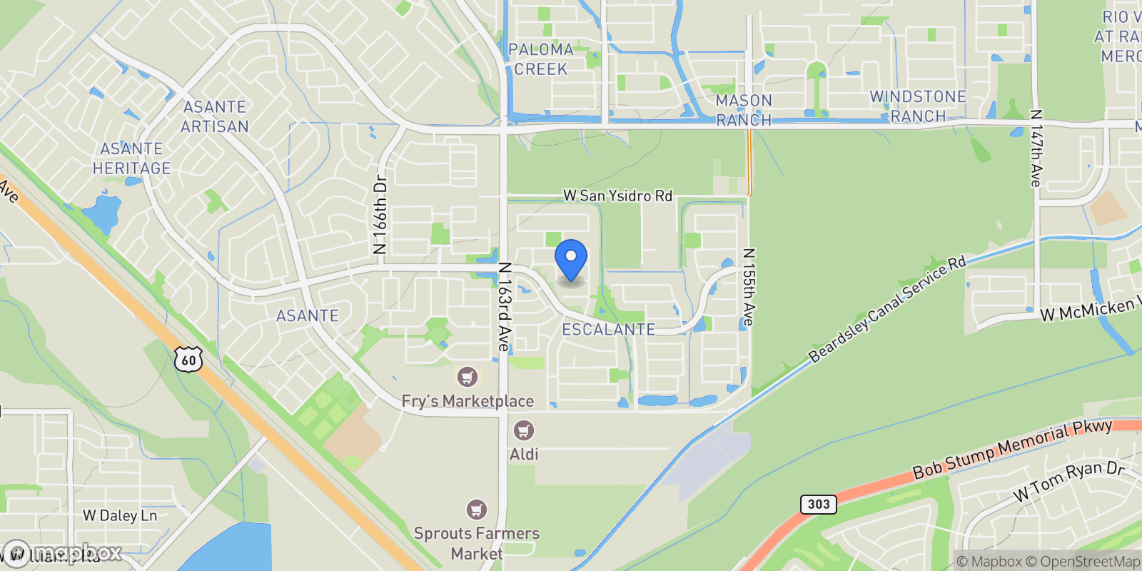 Map showing 16071 W Sand Hills Road , Surprise, AZ 85387, Surprise, Arizona, United States.