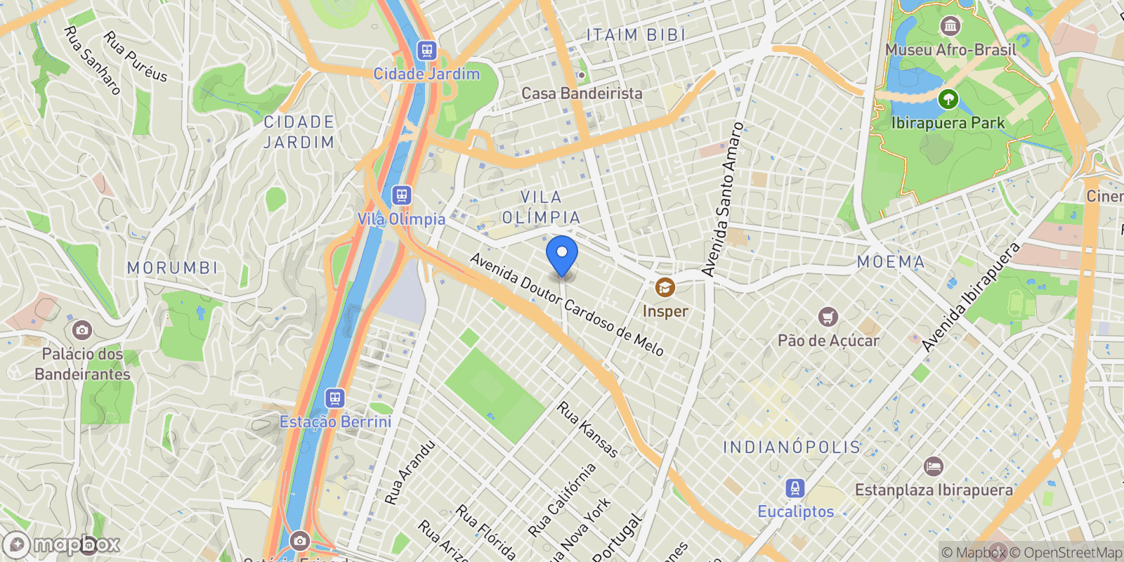 Map showing Vila Olímpia, State of São Paulo, Brazil.