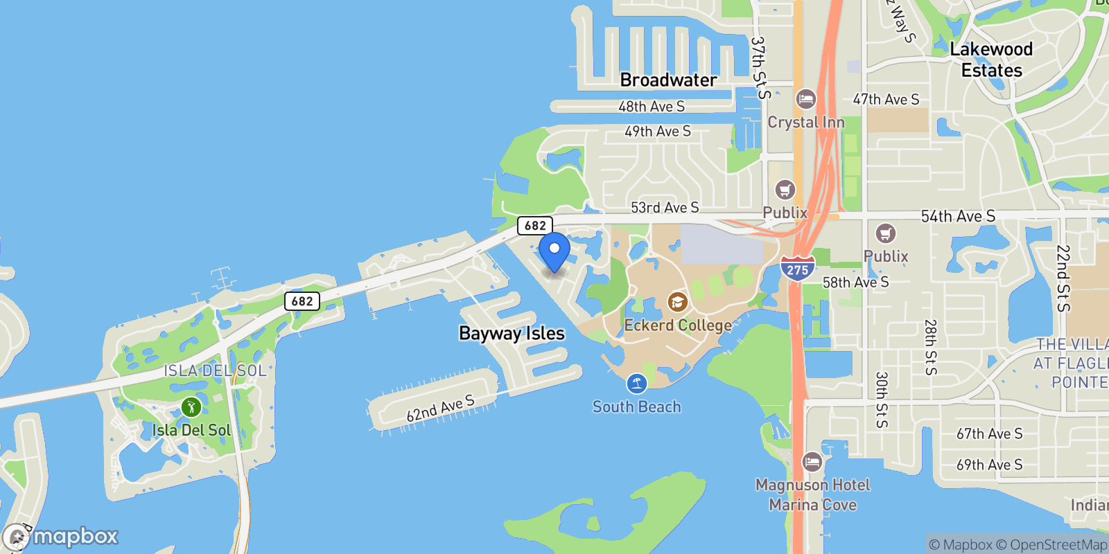 Map showing 21 Crescent Place S, St Petersburg, FL 33711, St. Petersburg, Florida, United States.