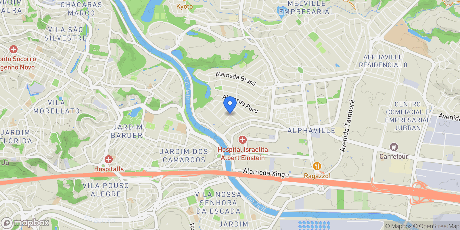Map showing Alphaville Residencial Dois, State of São Paulo, Brazil.