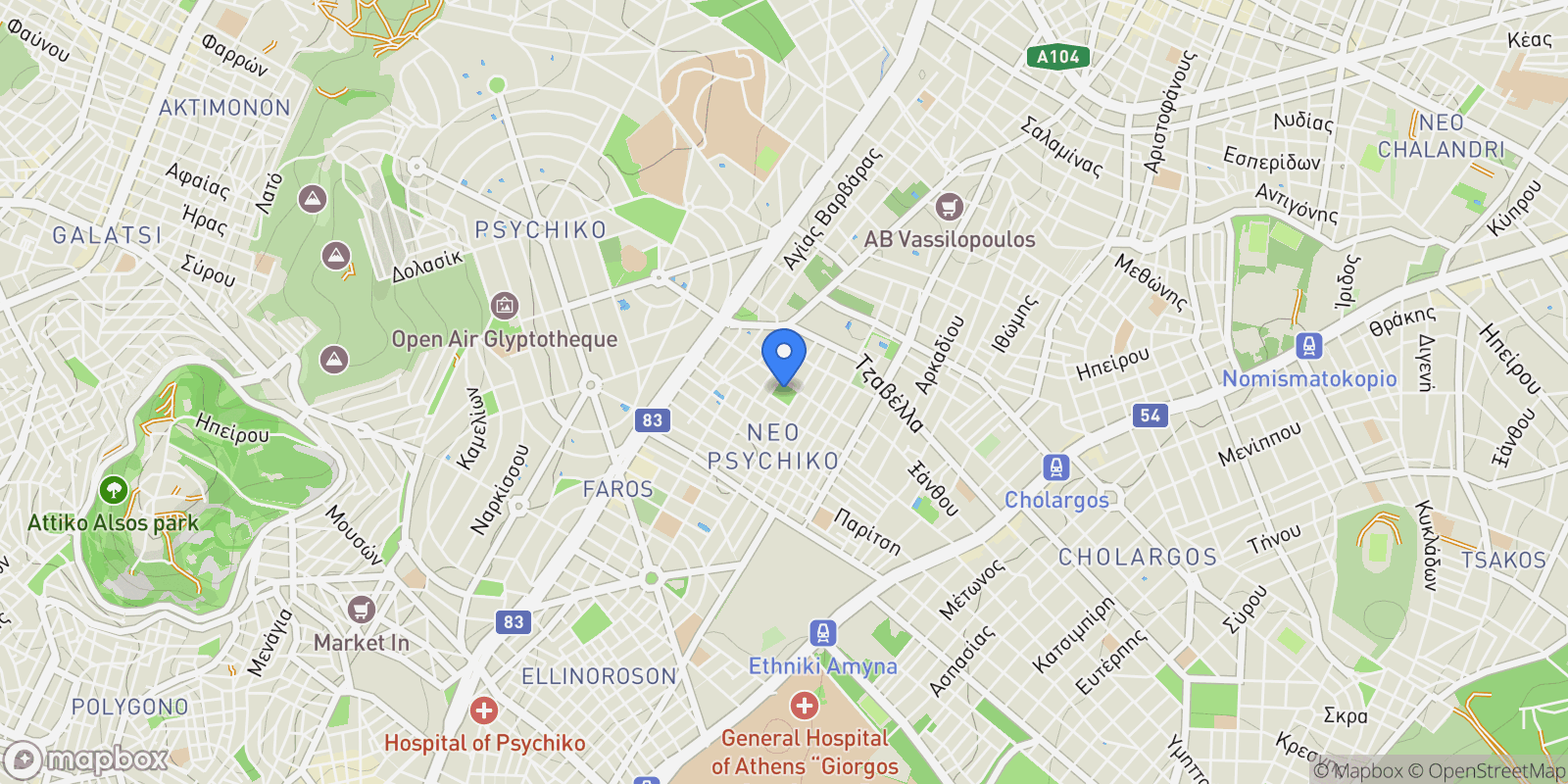 Map showing Filothei - Psychiko, Attica, Greece.