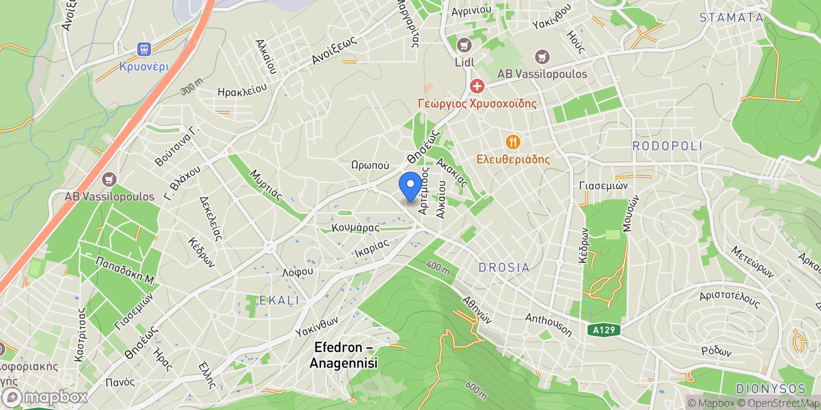 Map showing Ekali, Attica, Greece.