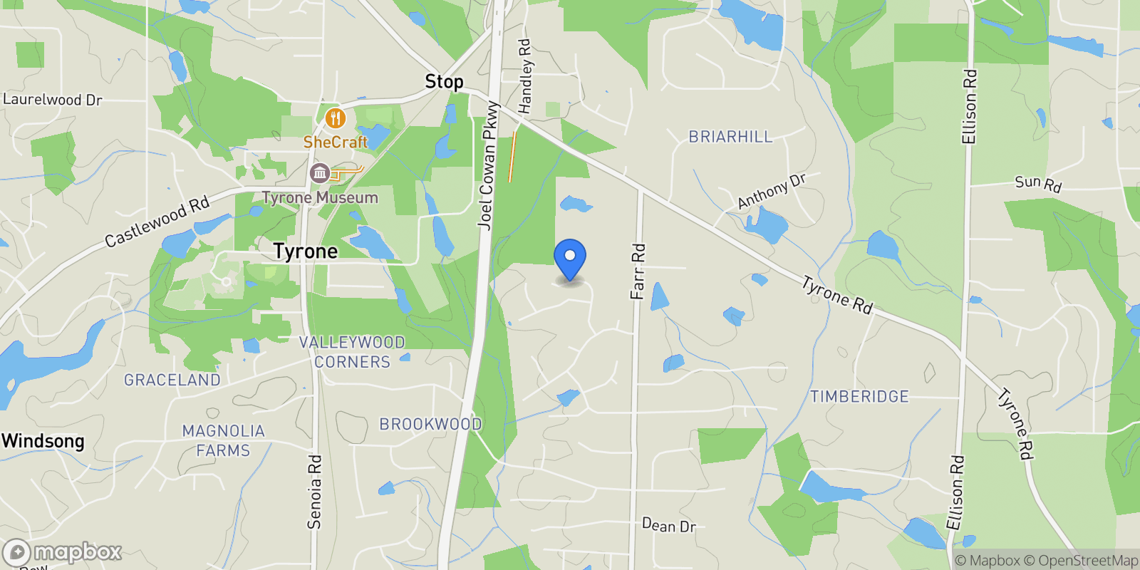 Map showing 230 Hedgewick Way, Tyrone, GA 30290, Tyrone, Georgia, United States.
