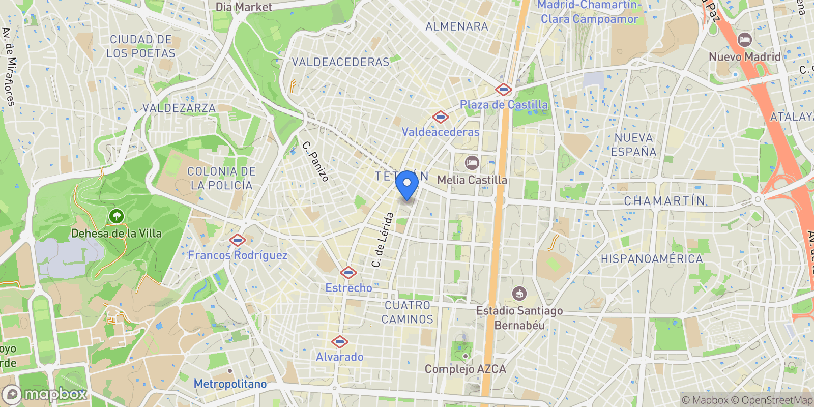 Map showing Tetuan, Madrid, Madrid, Madrid, Tetuan, Madrid, Spain.