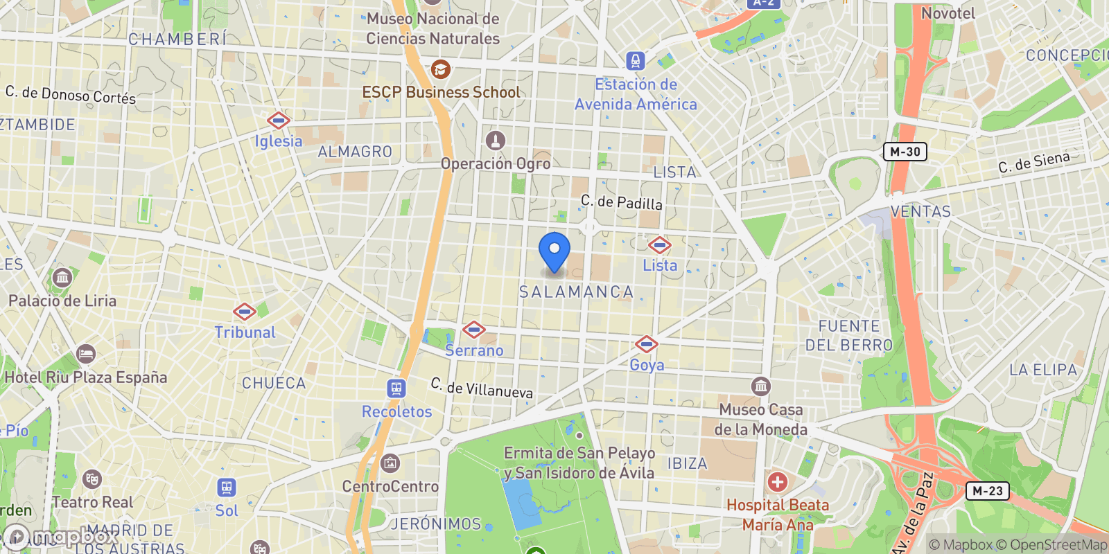 Map showing Barrio de Salamanca, Madrid, Madrid, Madrid, Barrio Salamanca, Madrid, Spain.