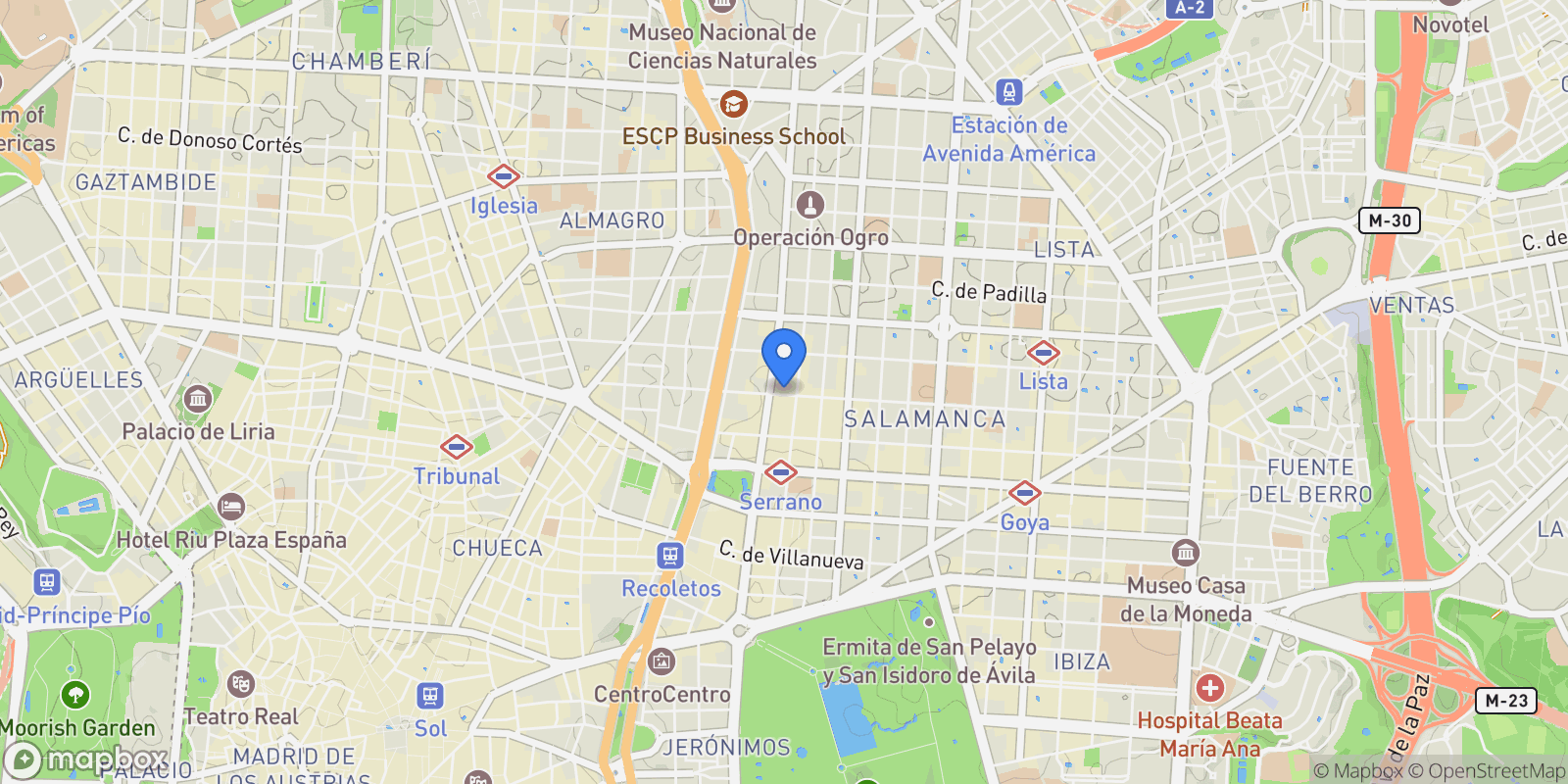 Map showing Barrio de Salamanca, Madrid, Madrid, Madrid, Barrio Salamanca, Madrid, Spain.