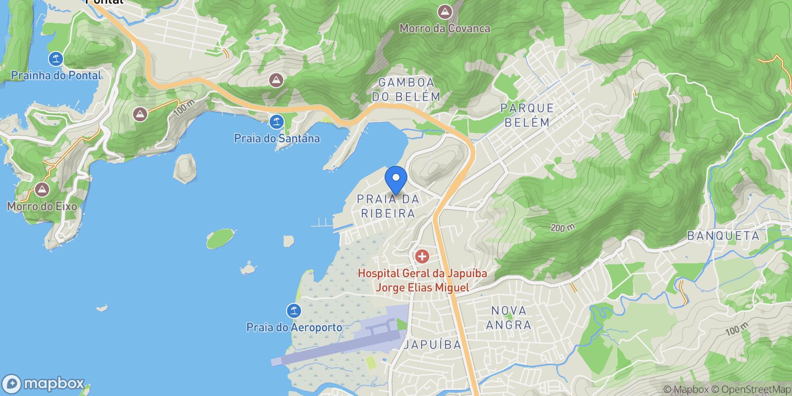 Map showing Praia da Ribeira, State of Rio de Janeiro, Brazil.