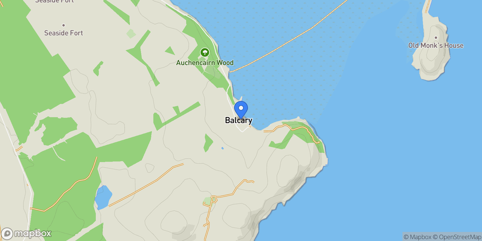 Map showing Balcary Bay Hotel, Solway Coast, Castle Douglas, Kirkcudbrightshire, Auchencairn, Scotland, United Kingdom.