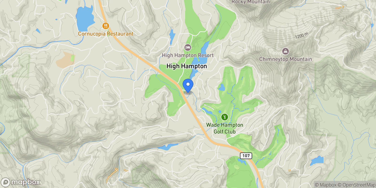 Map showing 1671 Highway 107S, Cashiers, NC 28717, Highlands, North Carolina, United States.