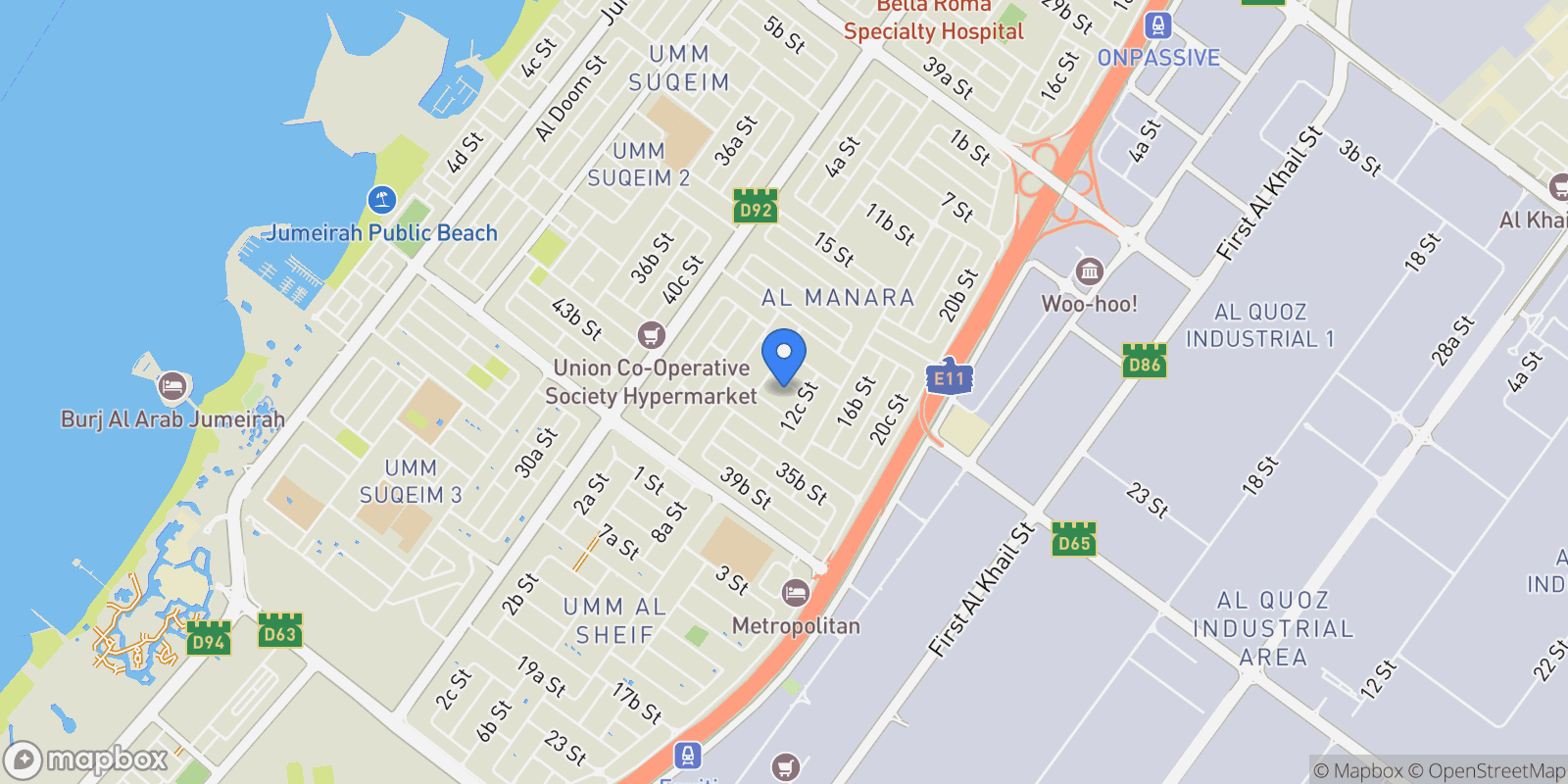 Map showing Al Manara - Dubai - United Arab Emirates, Dubai, Dubai, United Arab Emirates.